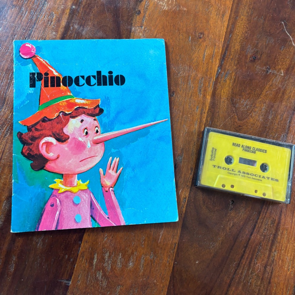 Vintage 1970 Pinocchio Read Along Classics Book & Cassette Troll Associates